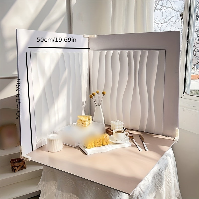 1pc 3D Wavy Pattern PVC Photography Backdrop - Textured Ripple Design, Durable Studio Prop for Product Photography and Studio Shoots, Sleek White Smooth Surface, Elegant Wavy Edges, Product Photography Props | Modern Aestheti